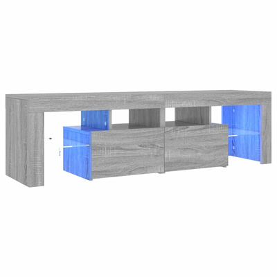 Szafka TV z oświetleniem LED, szary dąb sonoma, 140x36,5x40 cm