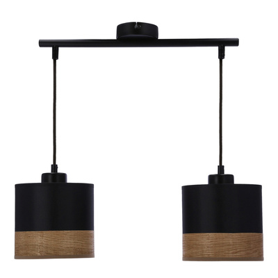 Lampa wisząca z abażurem Porto czarna podwójna do jadalni nad stół