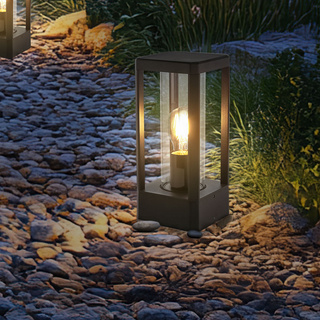 Lampa ogrodowa na taras CISSUS – czarna metalowa lampa stojąca E27 IP54