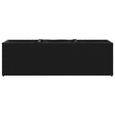 Donica ogrodowa z 3 wkładami, czarna, 105x30x32 cm, rattan PE
