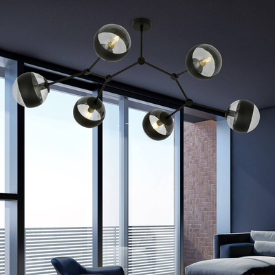 Lampa sufitowa  SPACE 6 BLACK/STRIPE