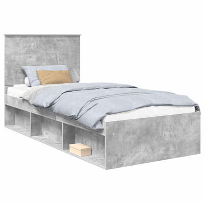 Ramka łóżka Szary beton 90 x 190 cm Lite drewno sosnowe