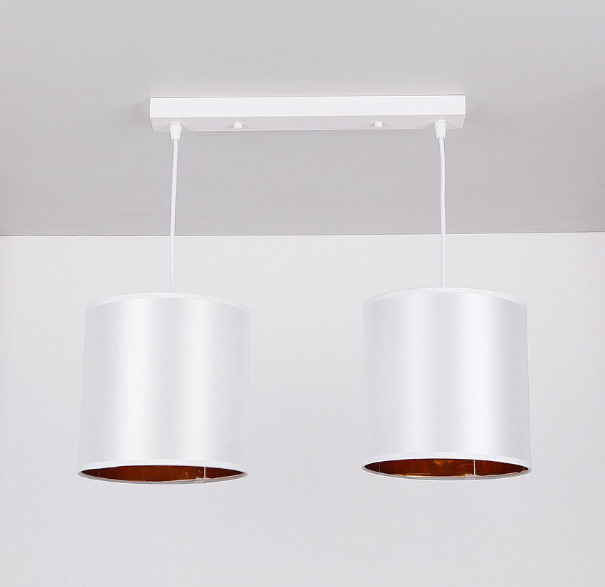 Lampa wisząca z abażurami Atlanta biała podwójna na listwie nowoczesna