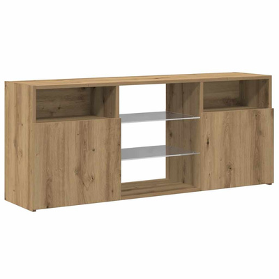Szafka pod TV z oświetleniem LED, dąb artisan, 120x30x50 cm
