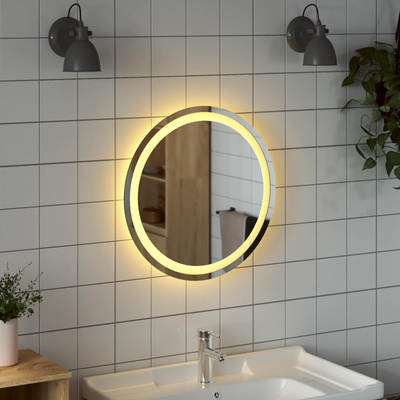Lustro łazienkowe LED przezroczysty Ø 50 cm szkło hartowane