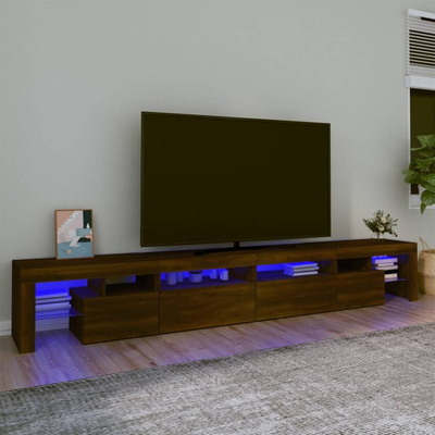 vidaXL Szafka pod TV z oświetleniem LED, brązowy dąb, 260x36,5x40 cm