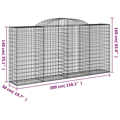 Kosze gabionowe, 2 szt, 300x50x140/160 cm, galwanizowane żelazo