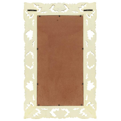 vidaXL Lustro w ręcznie rzeźbionej, białej ramie, 80x50 cm, mango