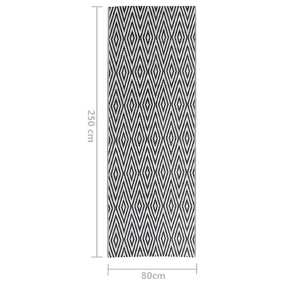 vidaXL Dywan zewnętrzny, czarny, 80 x 250 cm, PP wariant 4