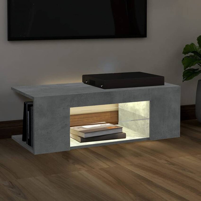 vidaXL Szafka pod TV z oświetleniem LED, szarość betonu, 90x39x30 cm