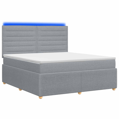 Łóżko z box spring LED z materacem jasnoszary 180 x 200 cm