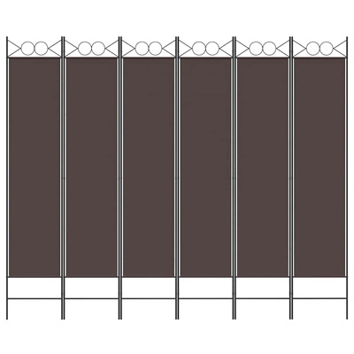 Parawan 6-panelowy, brązowy, 240x200 cm, tkanina