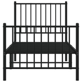 Metalowa rama łóżka z wezgłowiem i zanóżkiem, czarna, 80x200 cm