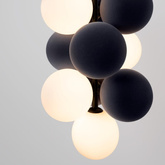 Lampa wisząca Szklana 4 kule świetlne i 6 kul dzwiekochłonnych Szarych 4xG9 60 cm Abruzzo Vino