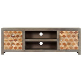 vidaXL Szafka pod TV, szara, 120x30x40 cm, lite drewno mango