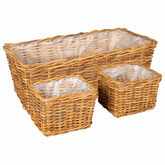 Kosz na rośliny 3 szt. Naturalny Brąz Rattan Kubu