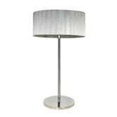 Lampka nocna Solo srebrna z abażurem metalowa lampa stołowa