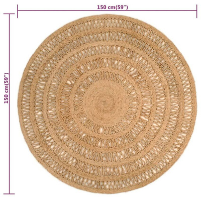vidaXL Ręcznie pleciony dywan z juty, 150 cm, okrągły wariant 4
