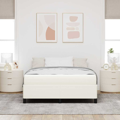 Ramka łóżka z materacem Kremowy 160 x 200 cm tkanina