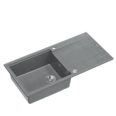 EVAN 146 XL GraniteQ zlewozmywak z syfonem Push 2 Open 1-komorowy z/o (1000x500x210; kom. 420x480) silver stone / elementy stalowe