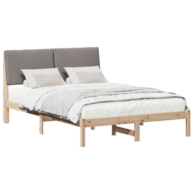 Rama łóżka Brązowy i taupe 150 x 200 cm Lite drewno sosnowe