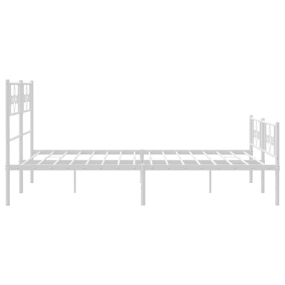 Metalowa rama łóżka z wezgłowiem i zanóżkiem, biała, 140x190 cm