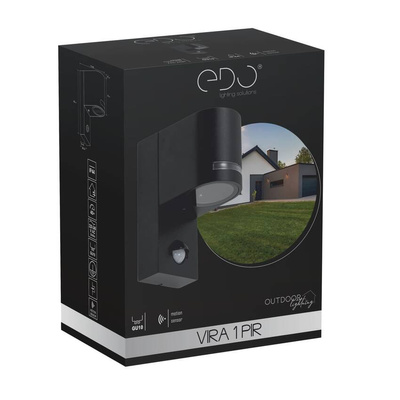 Ogrodowa oprawa elewacyjna, kinkiet z czujnikiem ruchu VIRA 1 SENSOR GU10 czarny IP54 EDO777376 EDO Solutions