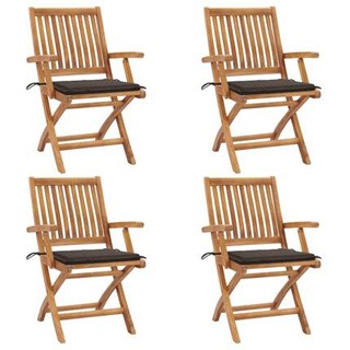 vidaXL Składane krzesła ogrodowe z poduszkami, 4 szt., drewno tekowe