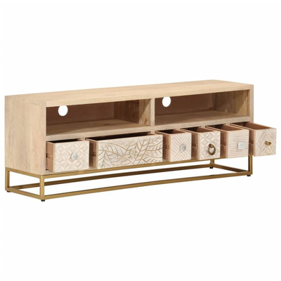 vidaXL Szafka pod TV, 110x30x40 cm, lite drewno mango i żelazo