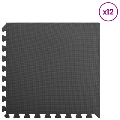 Mata podłogowa do basenu 12 pcs Czarny 4,32 ? Pianka EVA