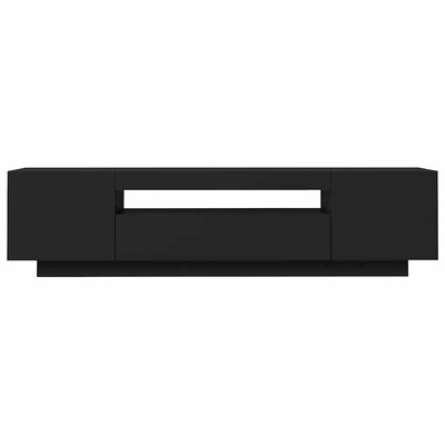 Szafka TV z oświetleniem LED, czarna, 160x35x40 cm