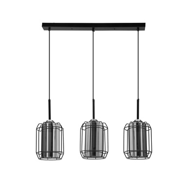 Jonera lampa wisząca czarny 3x40 E27 klosz dymiony 33-08435