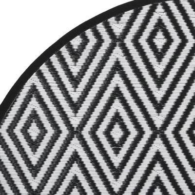 Dywan na zewnątrz, biało-czarny, ?120 cm, PP vidaXL