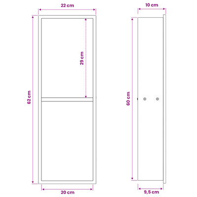Nisza prysznicowa Biały 60 x 20 x 9,5 cm Stal nierdzewna