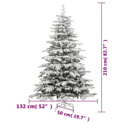 Sztuczna choinka zawiasowa, ośnieżona, 210 cm