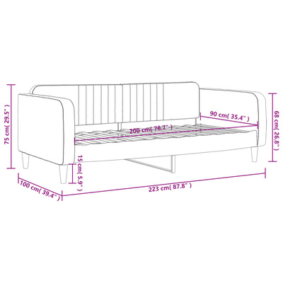 Sofa z funkcją spania, ciemnoszara, 90x200 cm, aksamit
