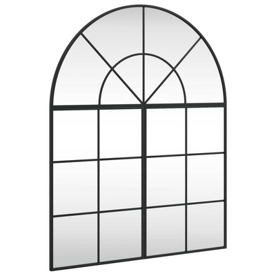 vidaXL Lustro ścienne, czarne, 80x100 cm, zakończone łukiem, żelazo
