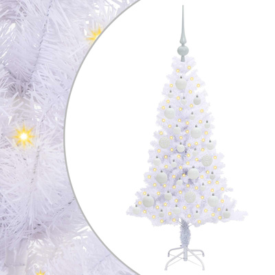 Sztuczna choinka z 150 diodami LED Biały 120 cm PVC i Stal