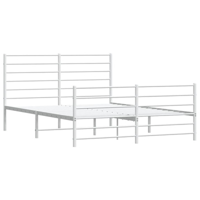 vidaXL Metalowa rama łóżka z wezgłowiem i zanóżkiem, biała, 140x190 cm model standard