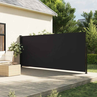 Zwijana markiza boczna na taras, czarna, 180 x 600 cm