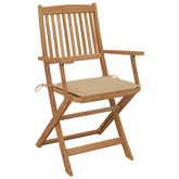 vidaXL Składane krzesła ogrodowe z poduszkami, 2 szt., drewno akacjowe