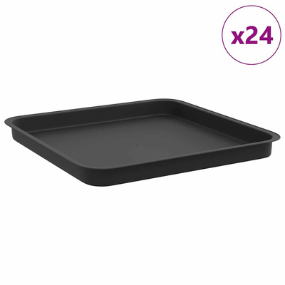 Kwadratowa Taca na Kwiaty 24 pcs Czarny 36 x 36 x 2.5 cm