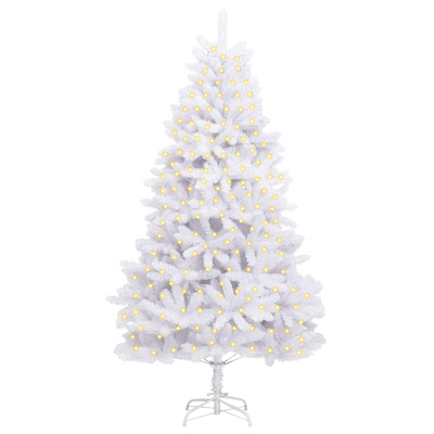 Sztuczna choinka z 300 diodami LED Biały 210 cm PVC i Metal