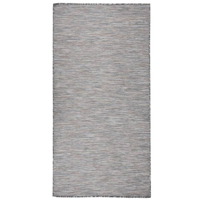 vidaXL Dywan zewnętrzny o płaskim splocie 100x200cm, brązowo-niebieski