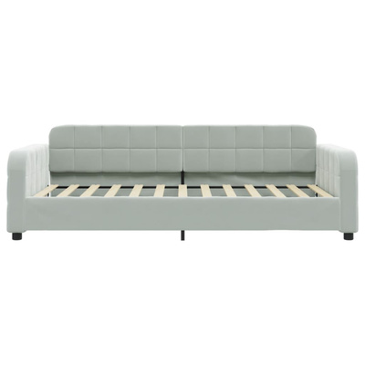 Sofa z funkcją spania, jasnoszara, 100x200 cm, obita aksamitem