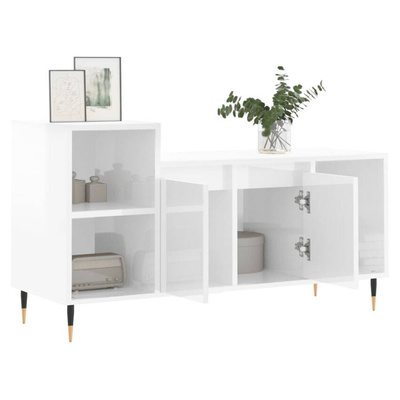 vidaXL Szafka pod TV, wysoki połysk, biała, 100x35x55 cm