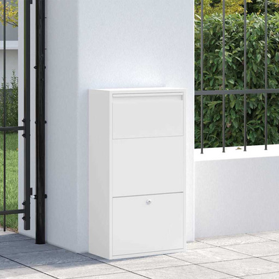 Skrzynka na przesyłki z drzwiami Biały 44 x 22 x 82 cm Stal