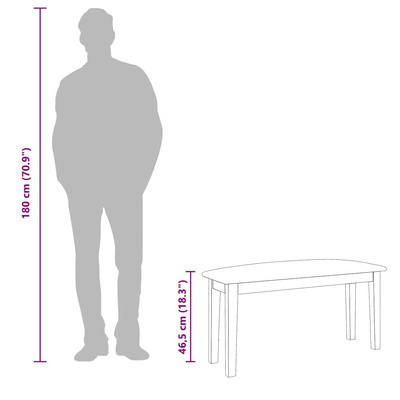 Ławka 90 cm Biała lite drewno guma