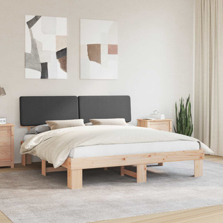 Ramka łóżka z tapicerowanym wezgłowiem Ciemnoszary 180 x 200 cm