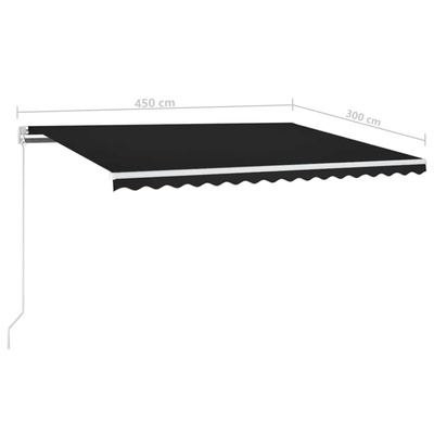 vidaXL Ręcznie zwijana markiza z LED, 450 x 300 cm, antracytowa